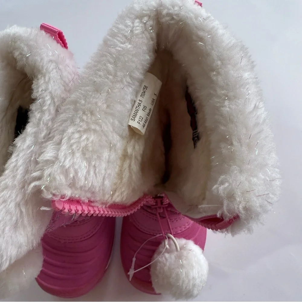 Boot Pink Snowflake pattern With Zipper Size 5 Insoles Of DuPont Thermo Lite